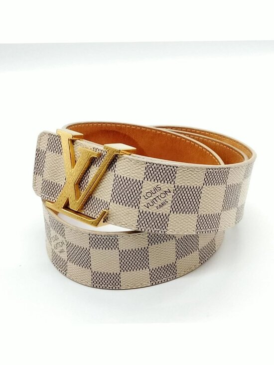 Louis Vuitton Damier Azur LV Initiales Belt Gold Buckle Luxury Designer Belt main image 4